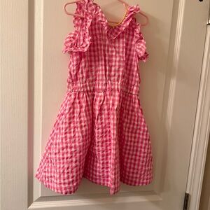 J. Crew Pink Gingham Ruffle Sundress